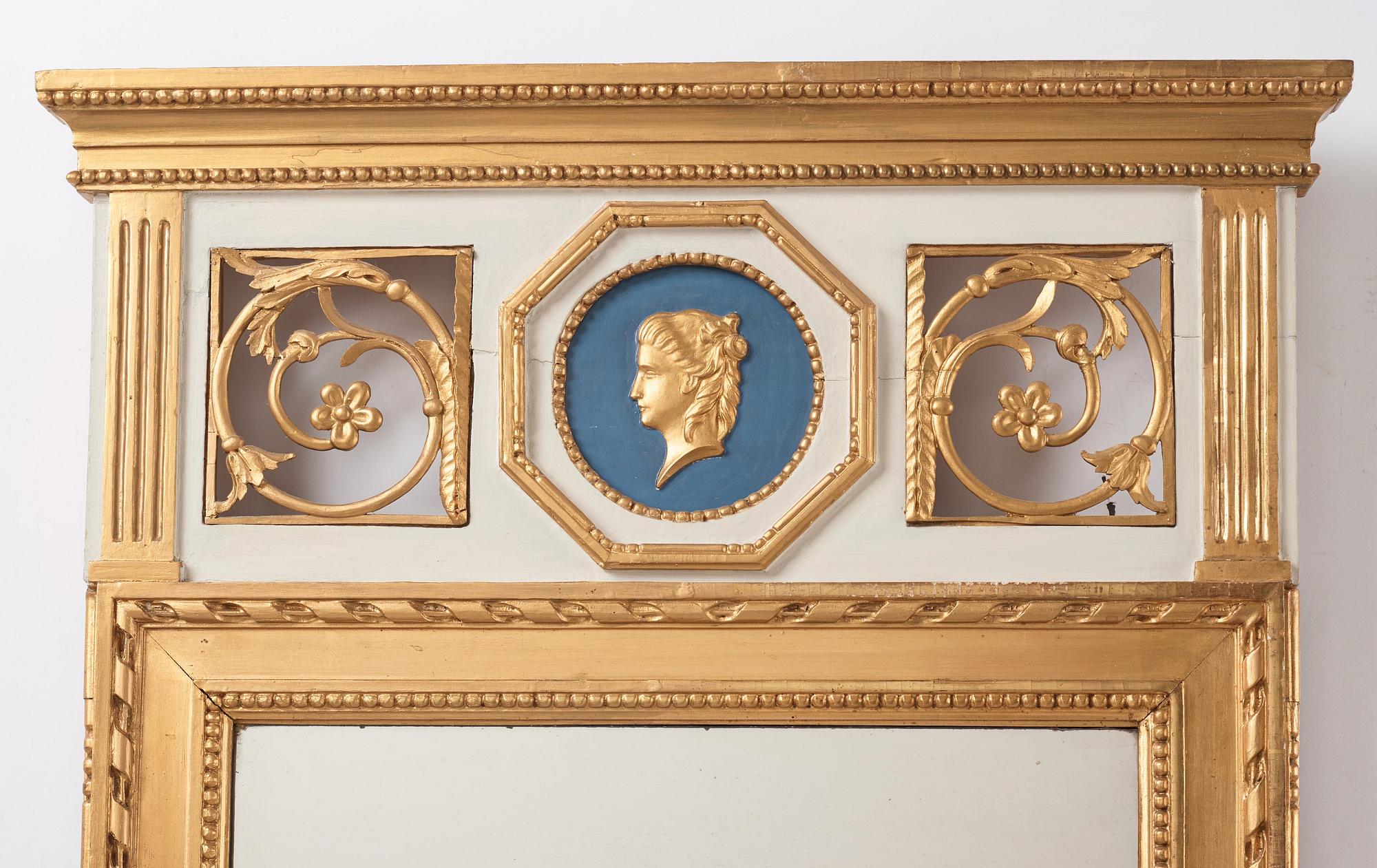 Spegel, av Eric Wahlberg (mästare i Stockholm 1760-1811), Sengustaviansk.
