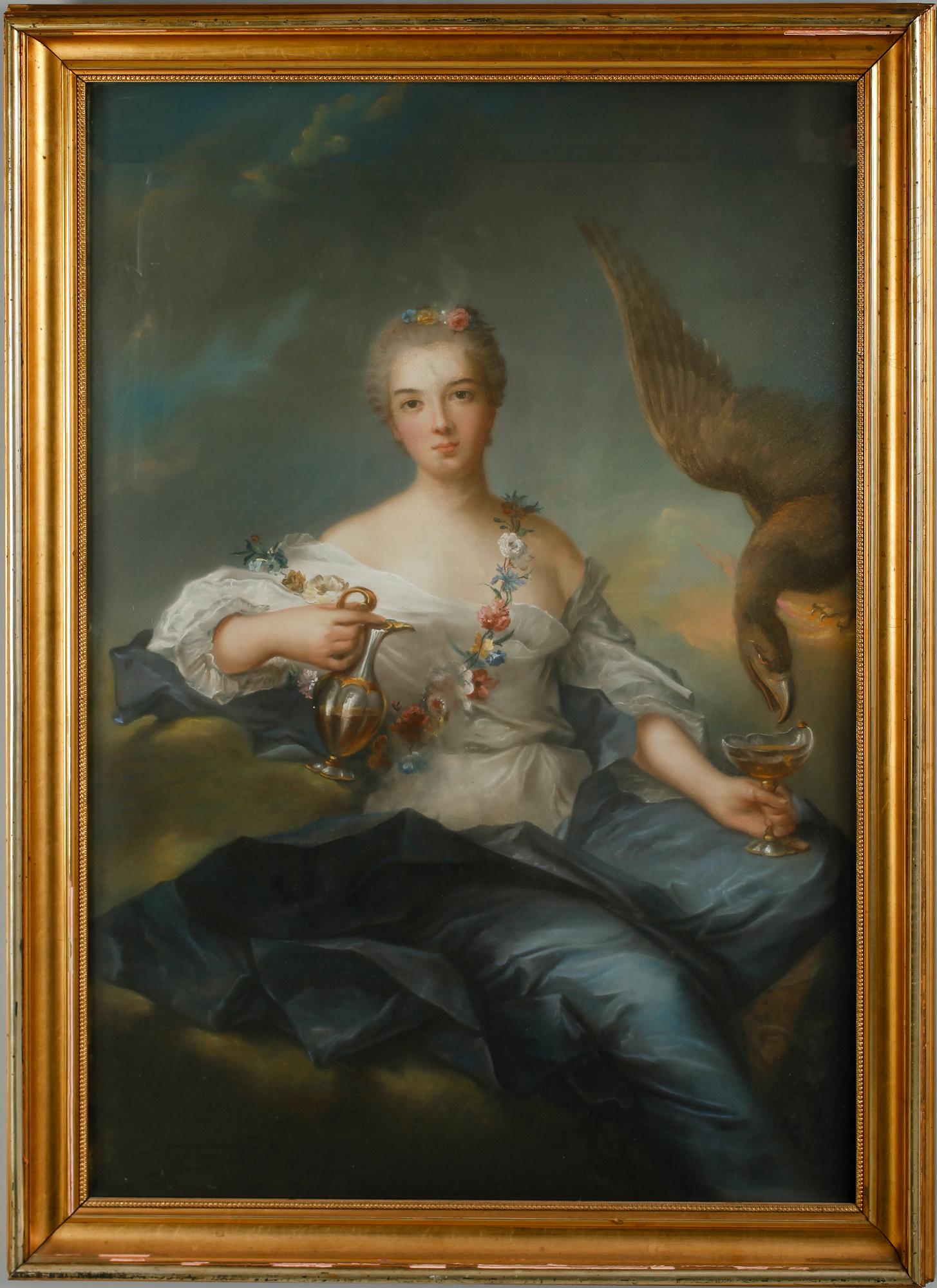 OKÄND KONSTNÄR, pastell, efter Nattier, bär signatur, 1800-tal.