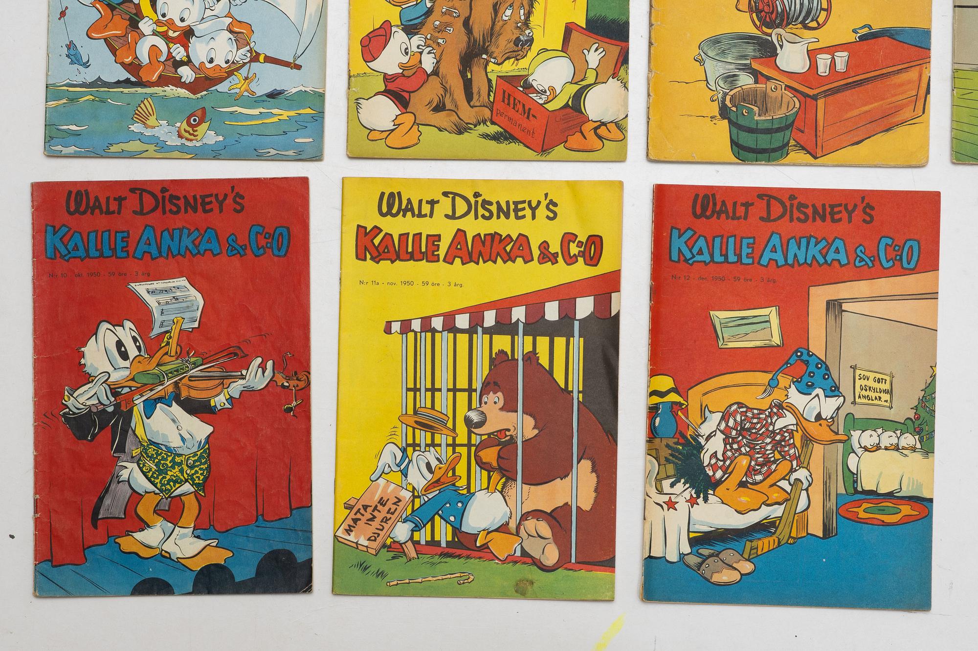 Comic books, 12 issues, Kalle Anka & Co, 1950 edition.