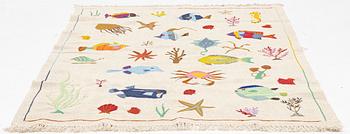 A hand-embroidered Kelim rug, c. 195 x 143 cm.