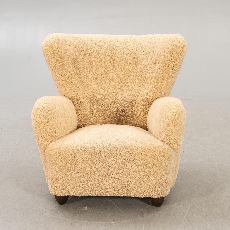 A Danish lambskin 1940s armchair.