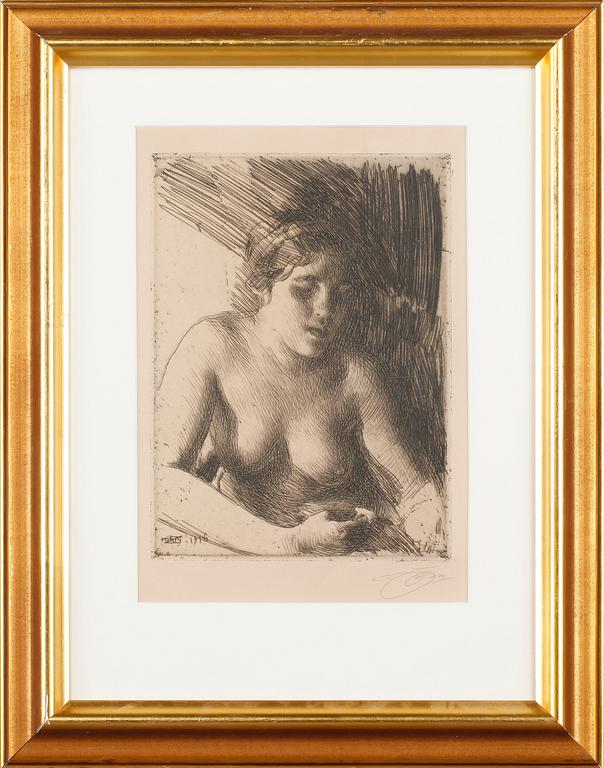 ANDERS ZORN, etsning, signerad, daterad i plåten 1916.