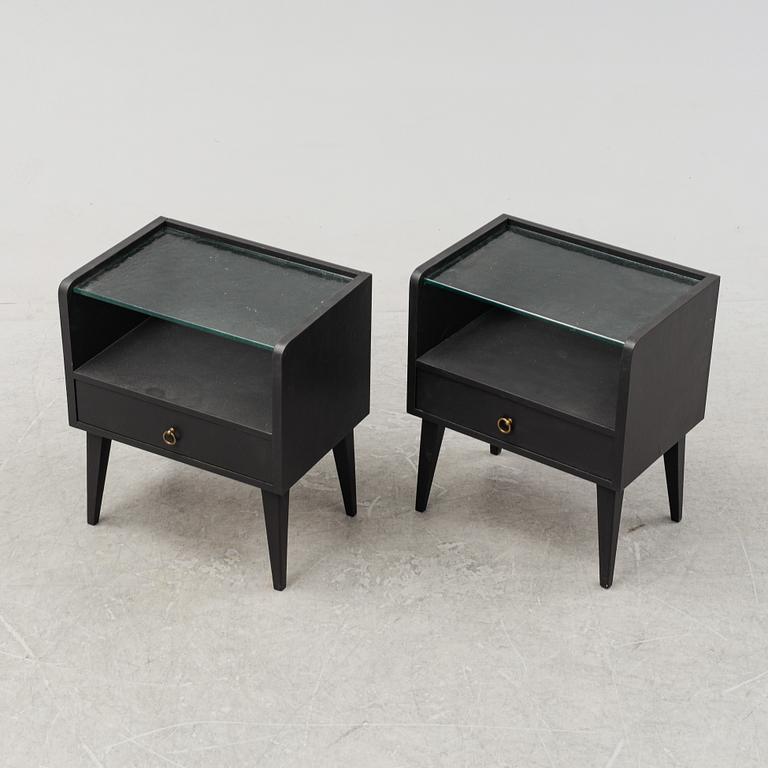 A pair of bedside tables, mid- or late 20th Century.