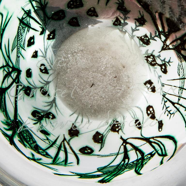 Edward Hald, vase "Fish Grail" Orrefors. 1955.
