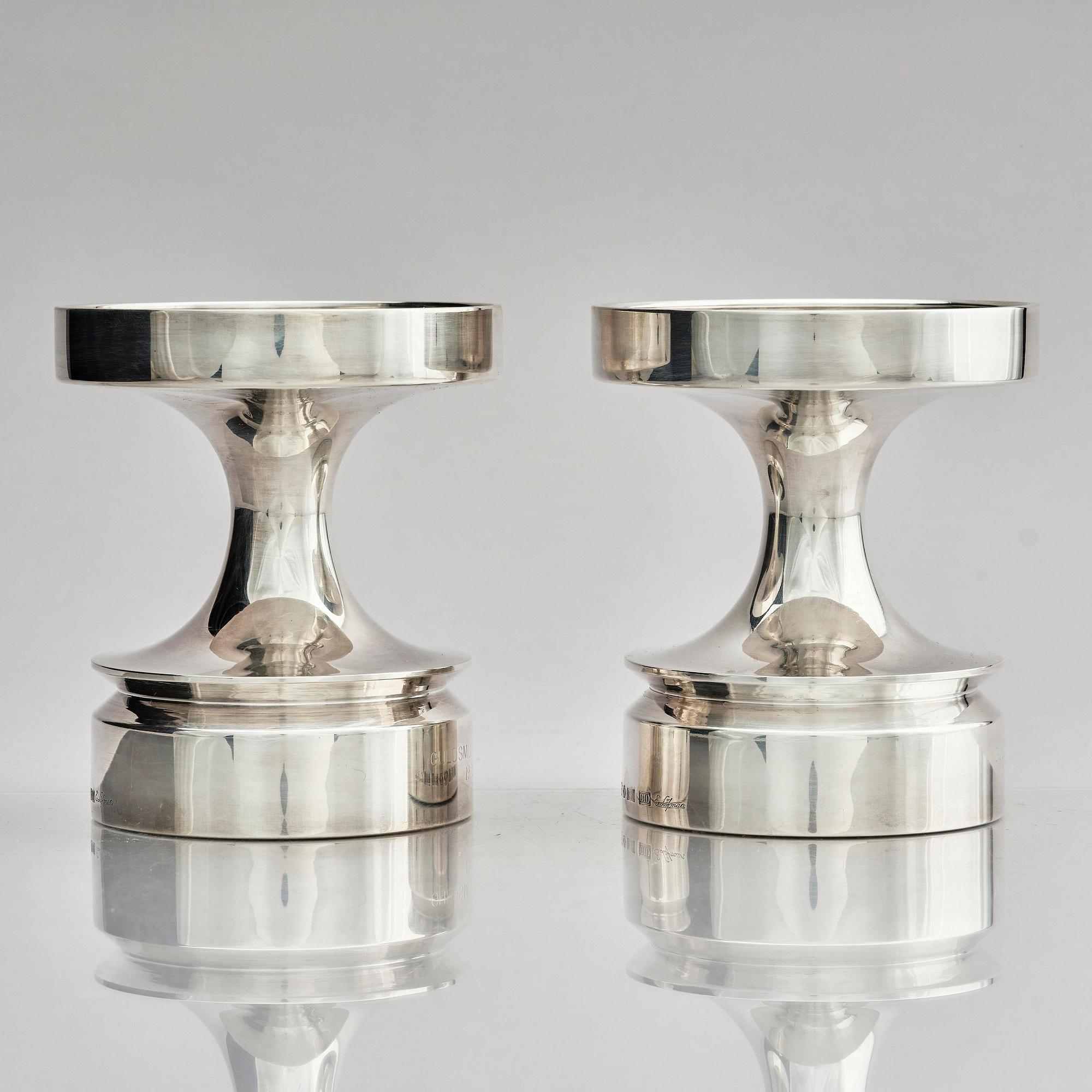 Eric Löfman, a pair of silver candlesticks, MGAB, Uppsala, Sweden, 1976.
