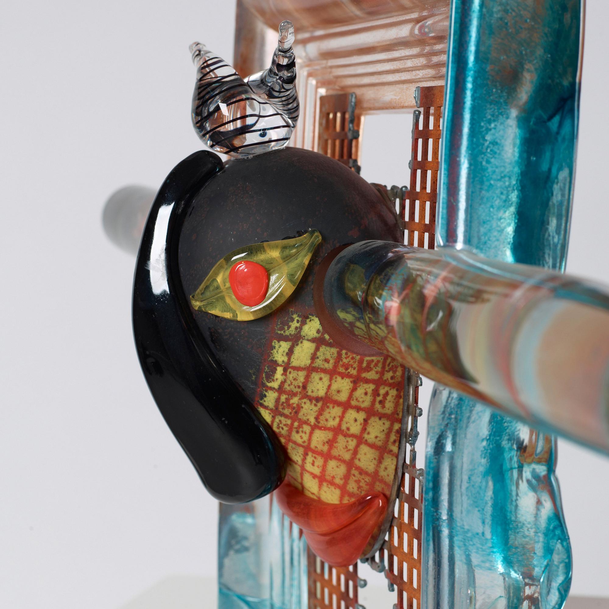 A unique Kjell Engman wall glass sculpture, Kosta Boda 1994.