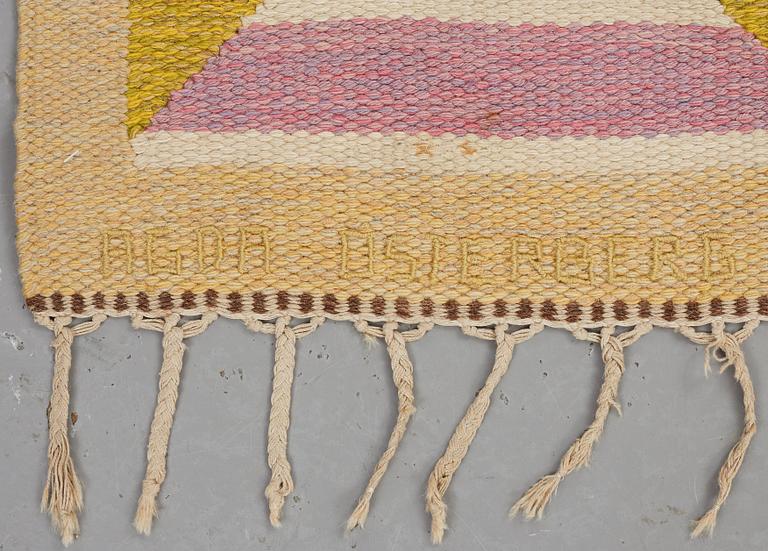 Agda Österberg, AGDA ÖSTERBERG, A CARPET, flat weave and tapestry weave, ca 201 x 128 cm, embroidered signature: AGDA ÖSTERBERG.