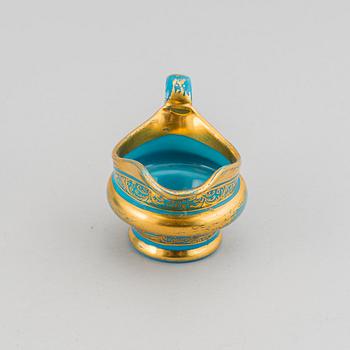 A set of three Russian turkoise glass ware, 19th Century.