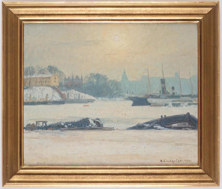 Herman Lindqvist, Winter motif against Skeppsholmen, Stockholm.