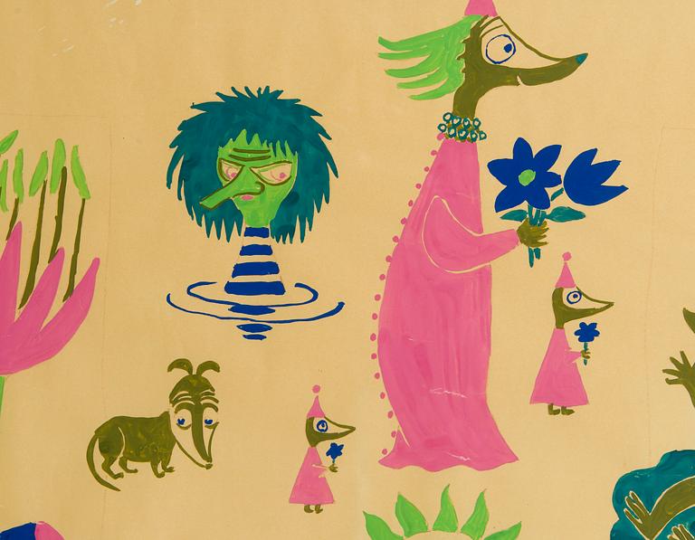 Tove Jansson, Sketch for a textile pattern.