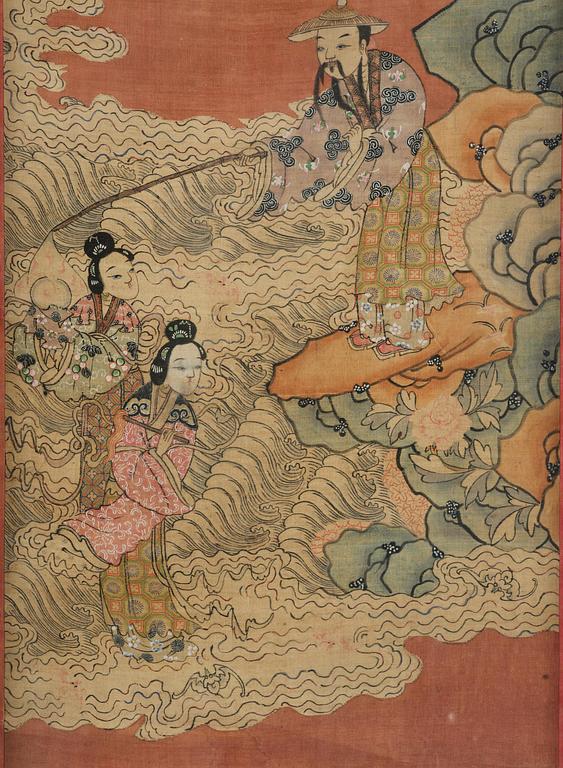 A set of four kesi panels depicting Xiwangmu and the daoist Immortals, late Qing dynasty.
