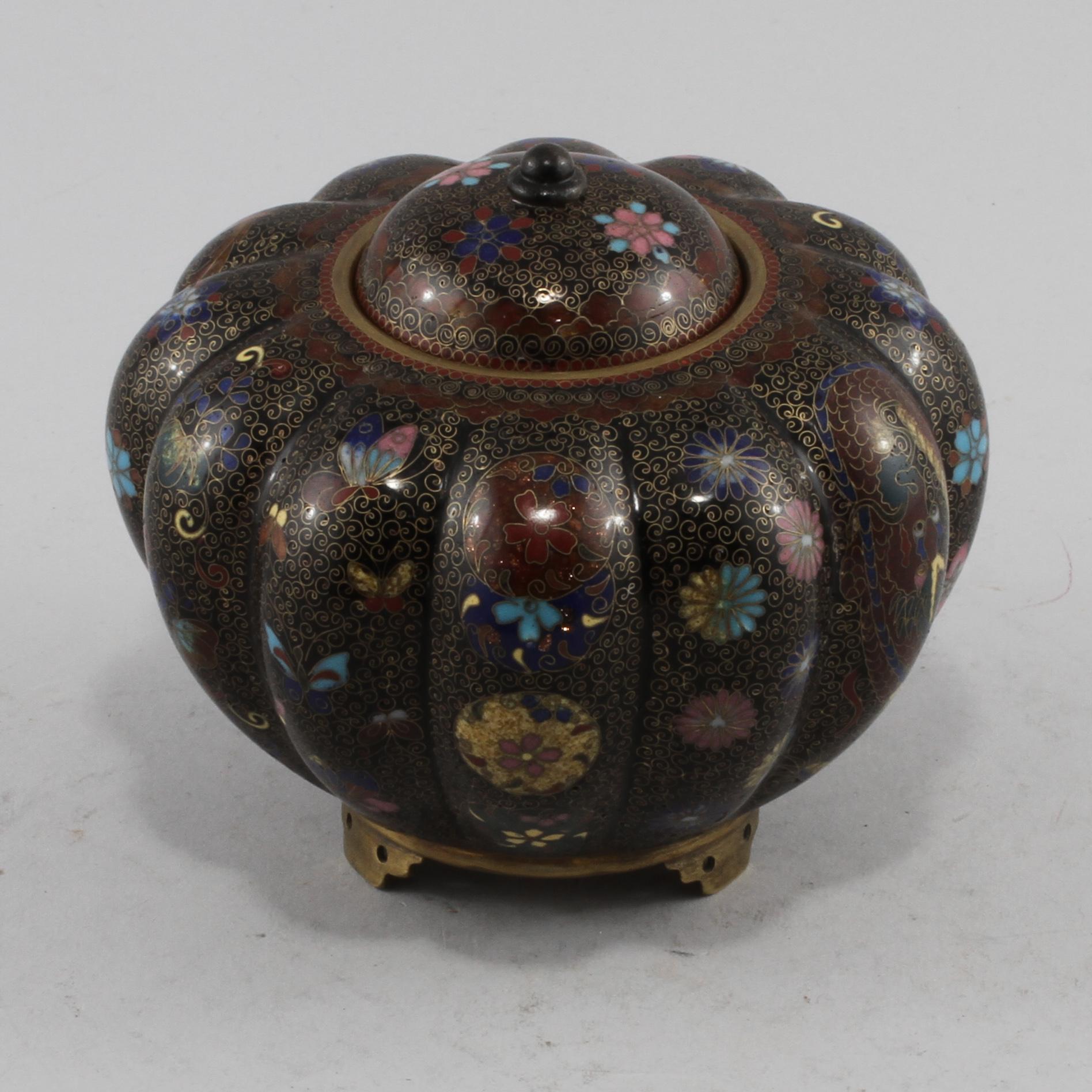 LOCKASK, cloisonné, orientalisk, 1900-tal.