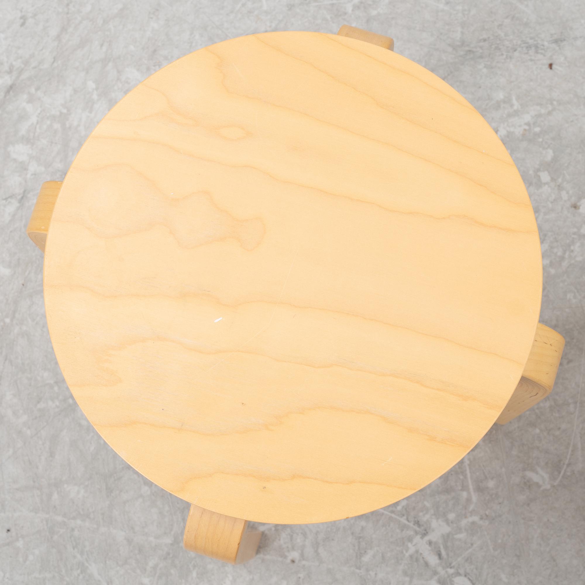 Alvar Aalto, two model 60 stools, ARtek, Finland, 2012.