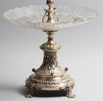 BORDSUPPSATS, nysilver/glas, nyrenässans, 1800-talets senare hälft.