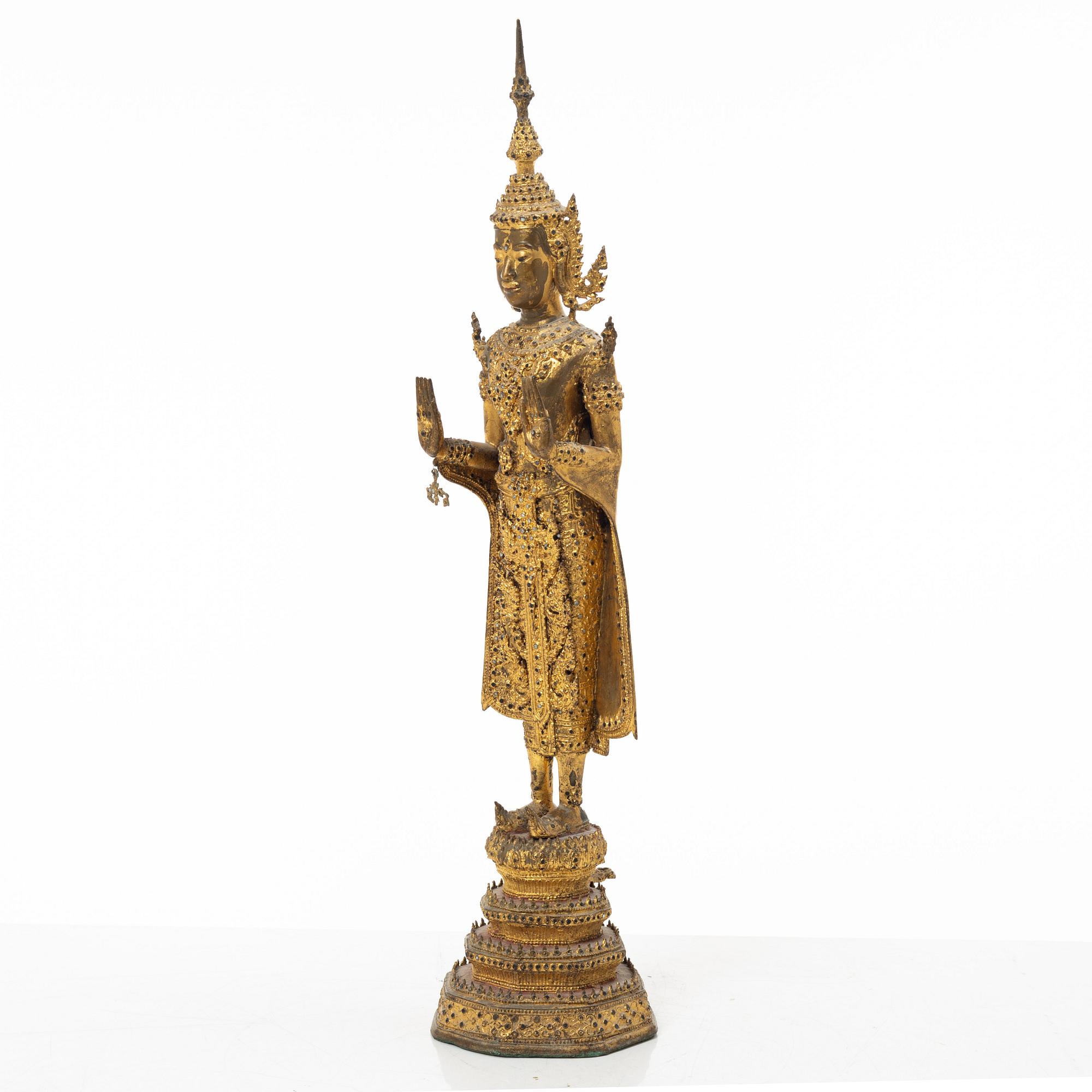 A gilt bronze buddha, Bangkok, Thailand, 1900s.