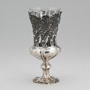 BÄGARE/VAS, silver, nyrokoko, Christian Hammer, Stockholm 1851. Silvervikt ca 206 gram.