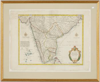 KARTA, "Carte des Cotes de Malabar et de Coromandel", Guillaume De L'Isle, först utgiven 1723.