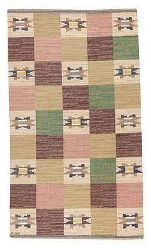 216. Märta Måås-Fjetterström, matto, "Rutmattan", flat weave, ca 252,5-256,5 x 146,5-149 cm, signed MMF.