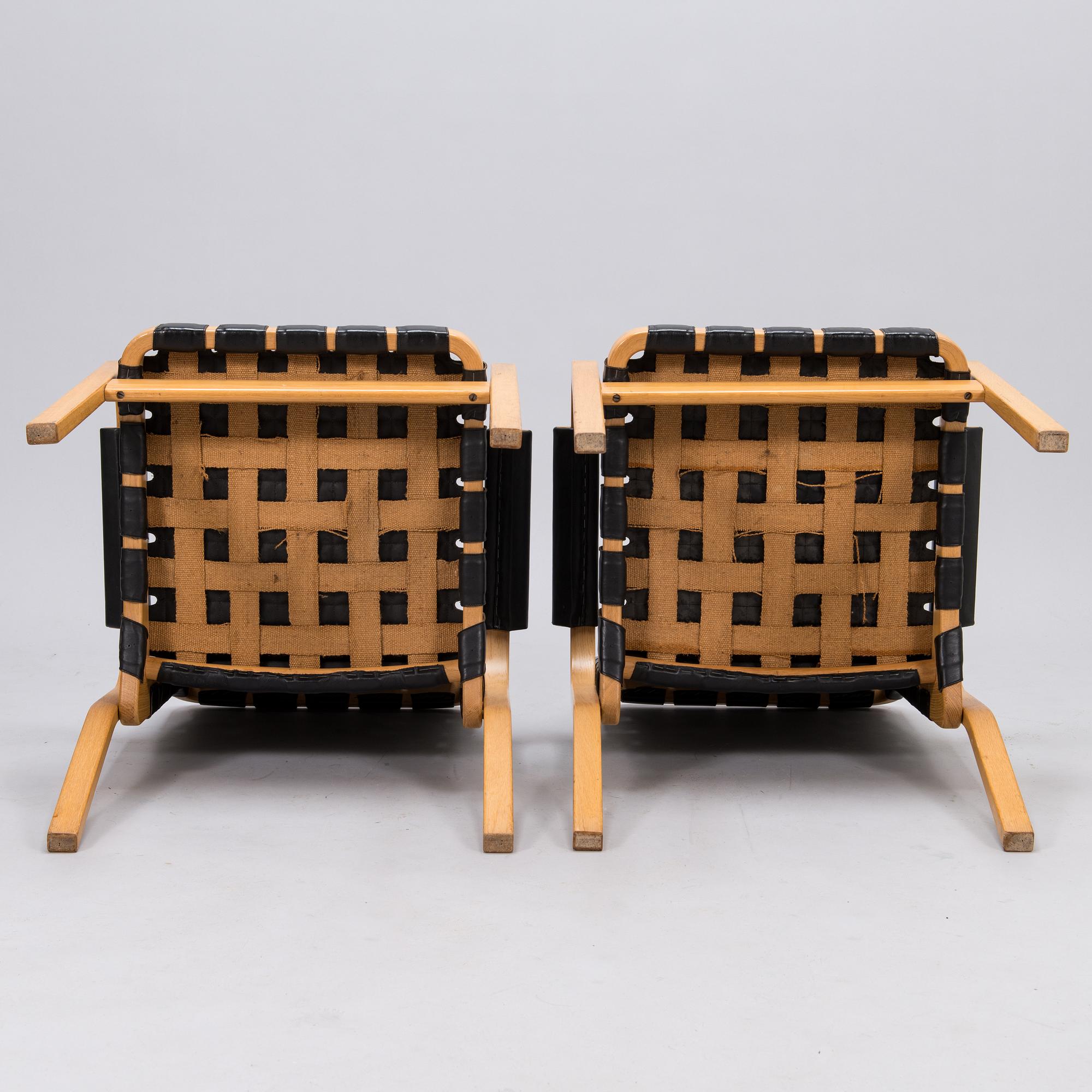 ALVAR AALTO, four late-20th-century '45' armchairs for Artek.