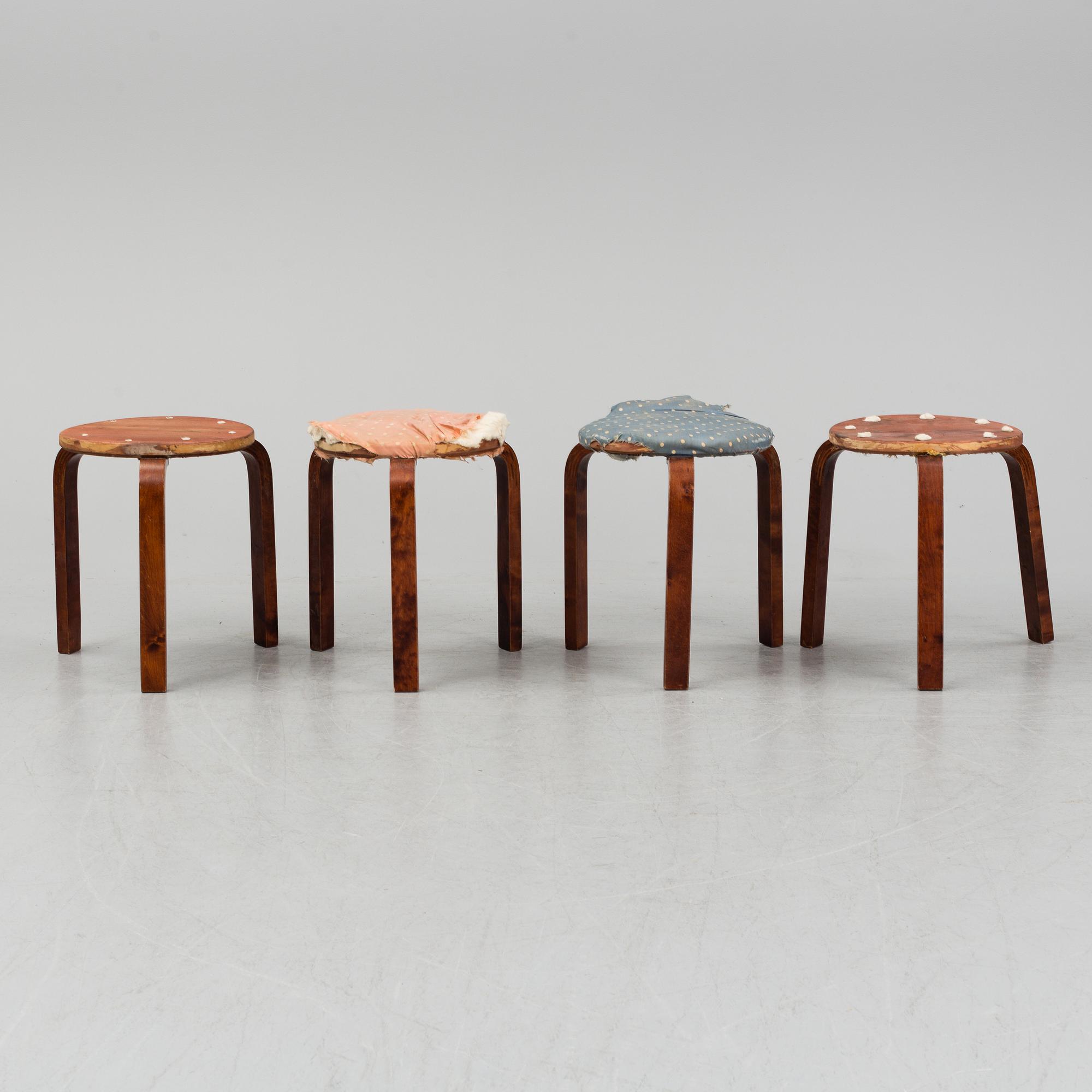 ALVAR AALTO, four stools, Artek, Finland, 1930/40-tal.