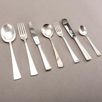 A Swedish set of 94 pcs of silver cutlery mark of CG Hallberg Stockholm 1940s total weight 2560 gr.