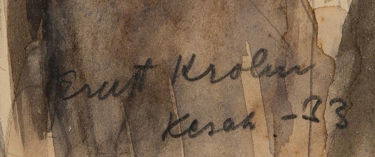 ERNST KROHN, vesiväri, signeerattu, merkitty kesäkuu ja päivätty -33.