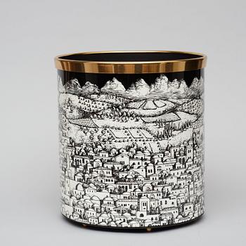 A Piero Fornasetti wastepaper bin, Milan, Italy.