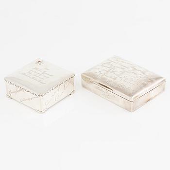 Cigarette cases 2 pcs, silver, CG Hallberg 1925 and 1934.