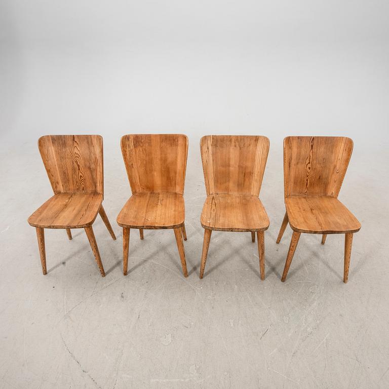 Four mid 20th Century model 510 pine chairs by Göran Malmvall.