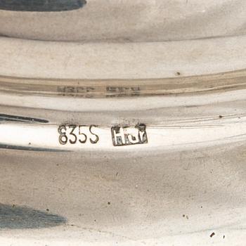 Candelsticks, a pair, silver, probably Hugo Grün, Denmark, 20th century.