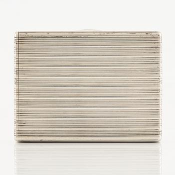 A Silver-gilt Fabergé Cigarette and Match Case, workmaster August Frederik Hollming, St. Petersburg 1908-1917.