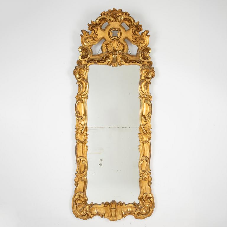 A Rococo style mirror, 19th Century.