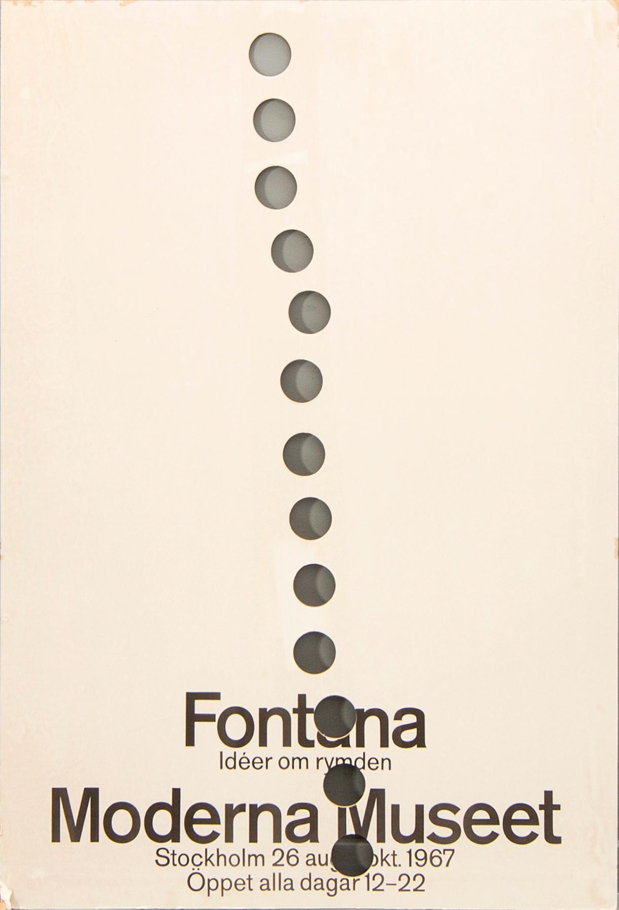 John Melin, utställningsaffisch, Moderna Museet för Lucio Fontana. Signerad av Lucio Fontana.