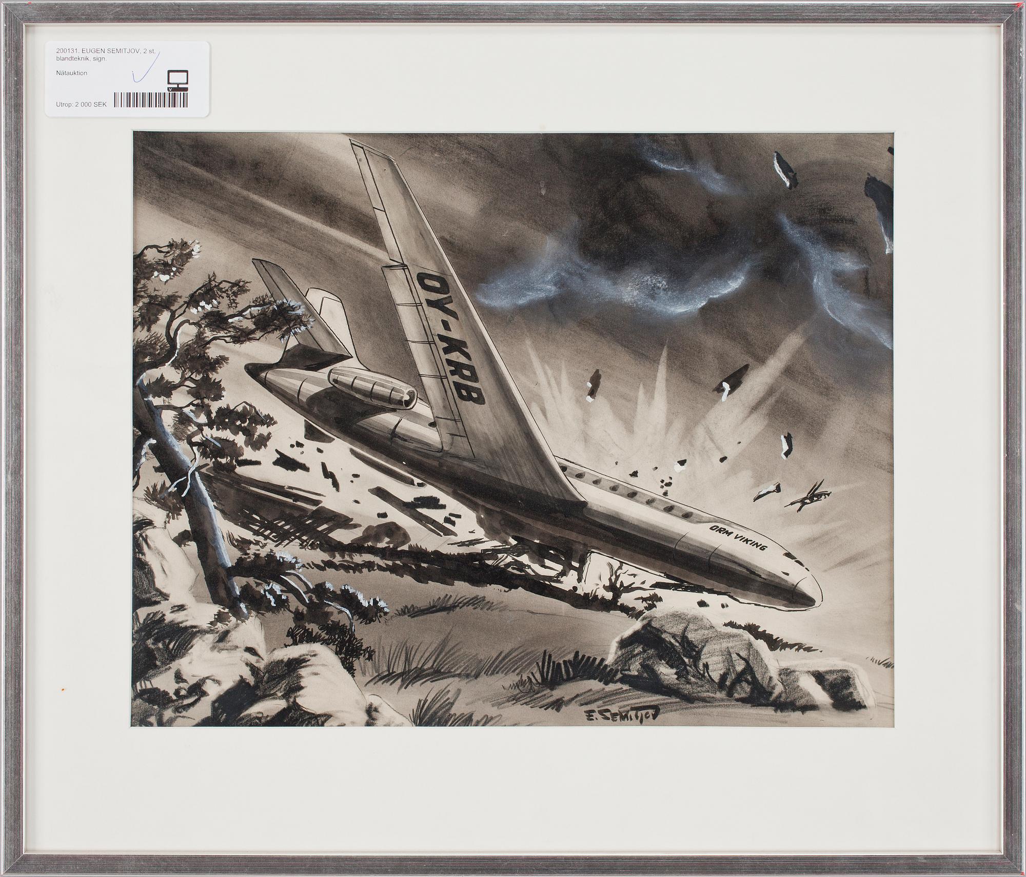 EUGEN SEMITJOV, 2 st, blandteknik, sign.