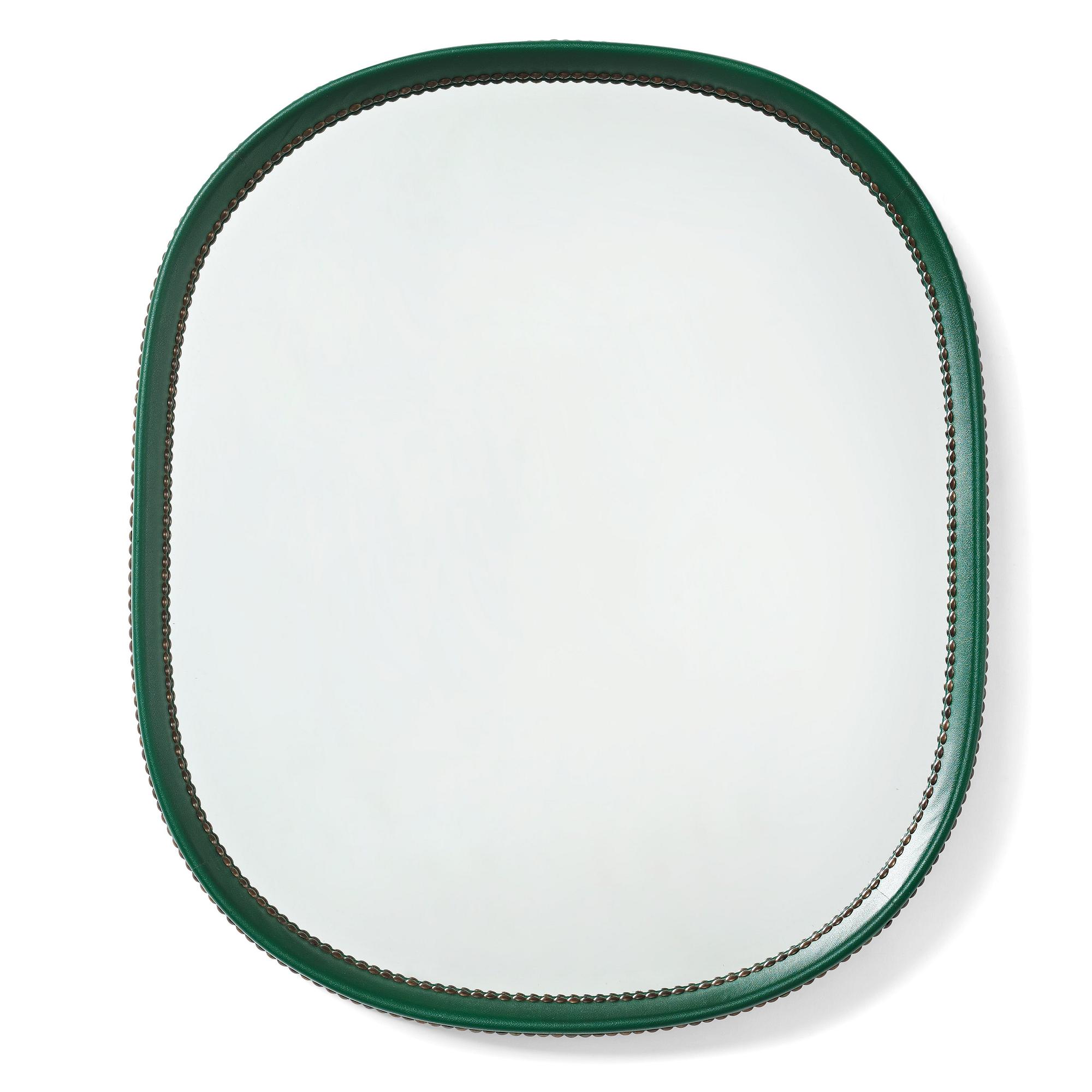 Otto Schulz, an artifical leather framed wall mirror, Boet, Gothenburg, Sweden 1940-50's.