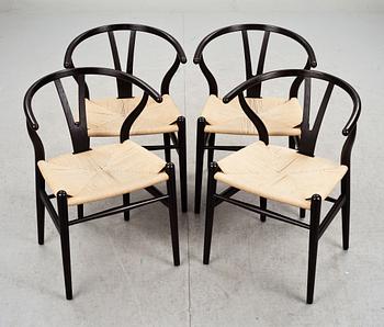 KARMSTOLAR, 4 st, Y-stolen, formgivna av Hans Wegner 1950, tillverkade av Carl Hansen & Son Aarup.