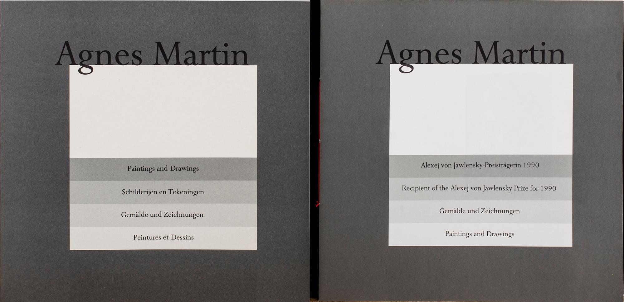 AGNES MARTIN. Paintings and drawings : Stedelijk Museum Portfolio (10 lithographs). 1990.
