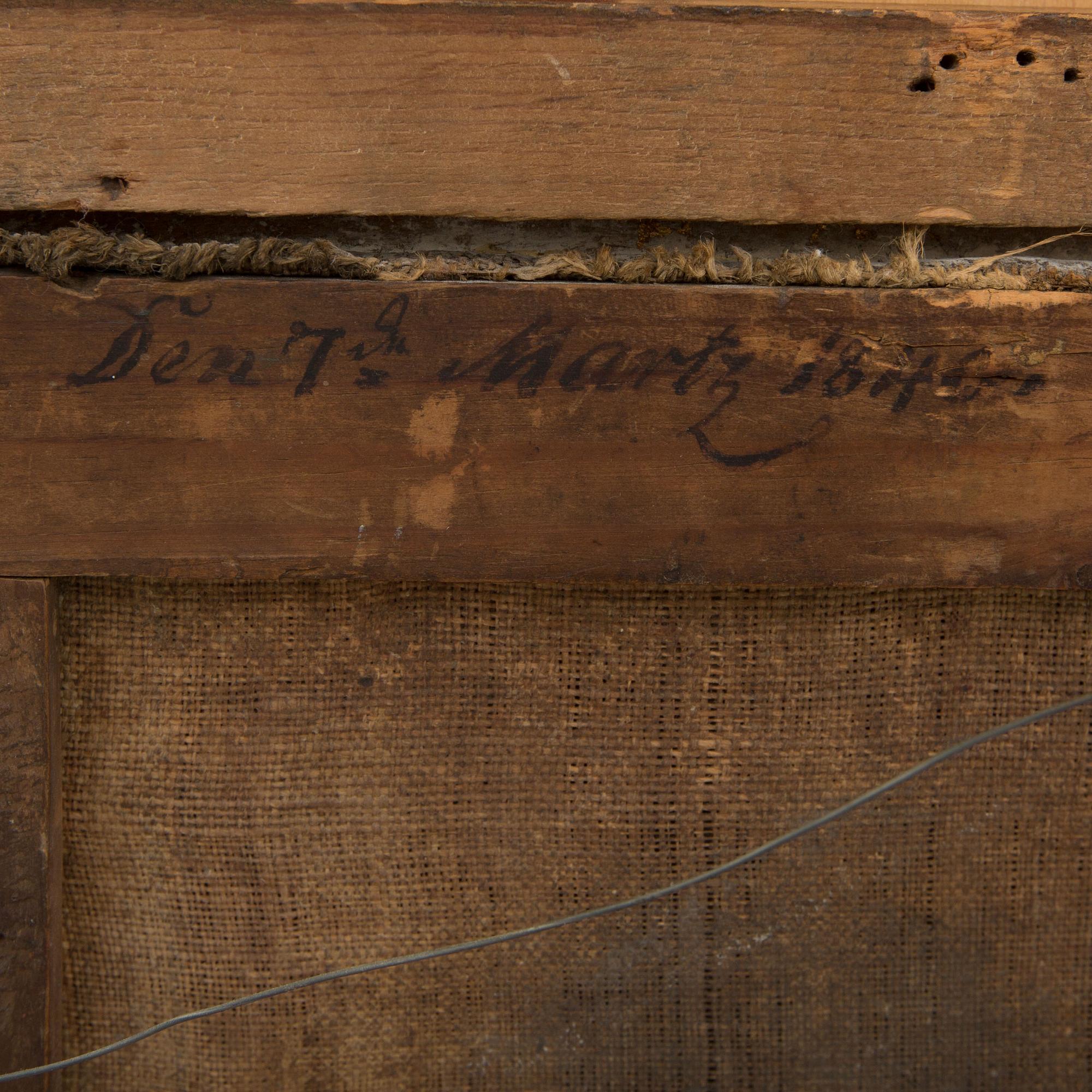 OKÄND KONSTNÄR, 1800-tal, olja på duk, a tergo daterad den 7:de Martz 1846.