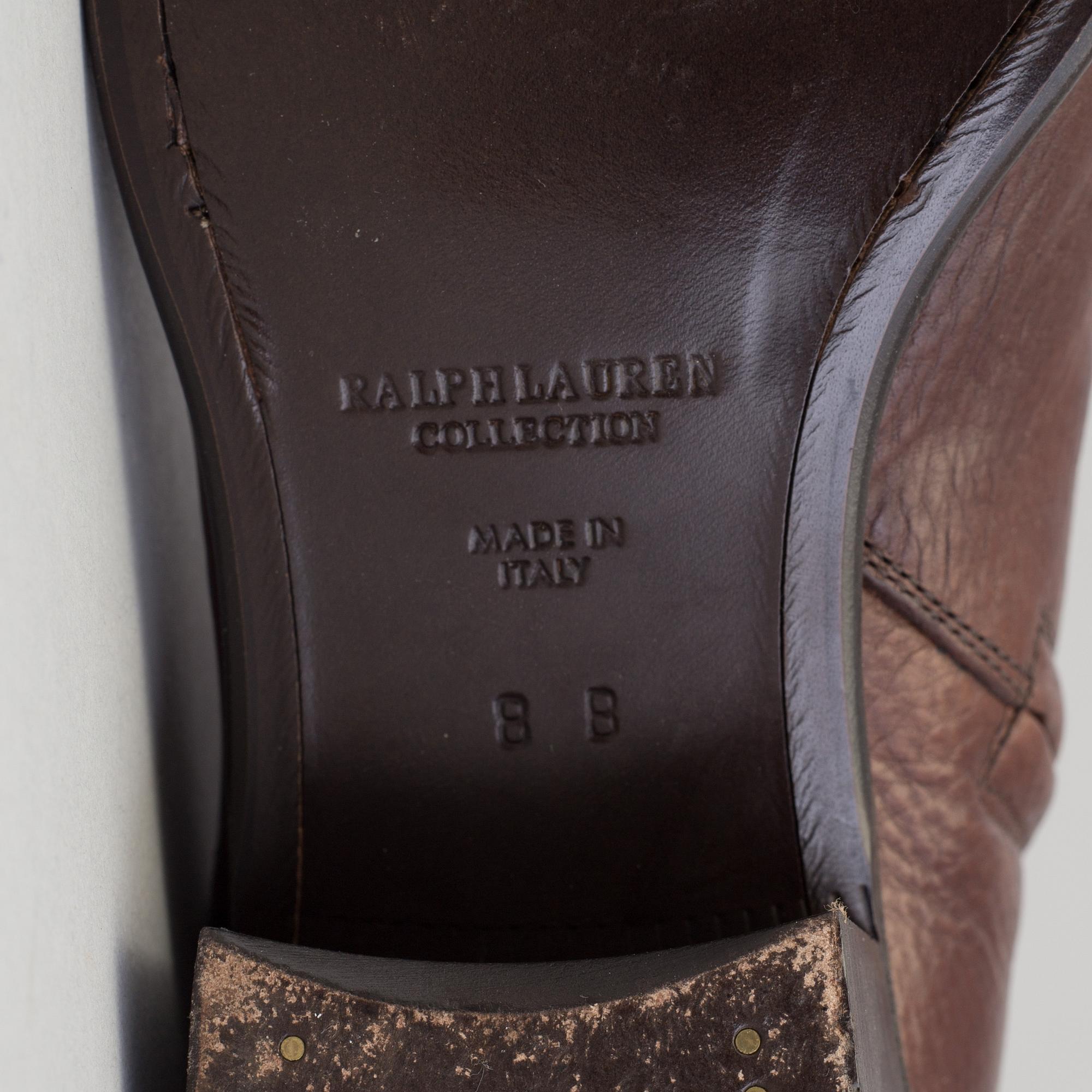 A pair of Ralph Lauren leather boots, size 8 B.