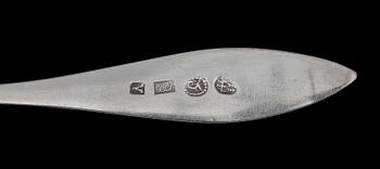 MATSKEDAR, 7 st, silver, bl a 1700-tal. Tot vikt 394 g.