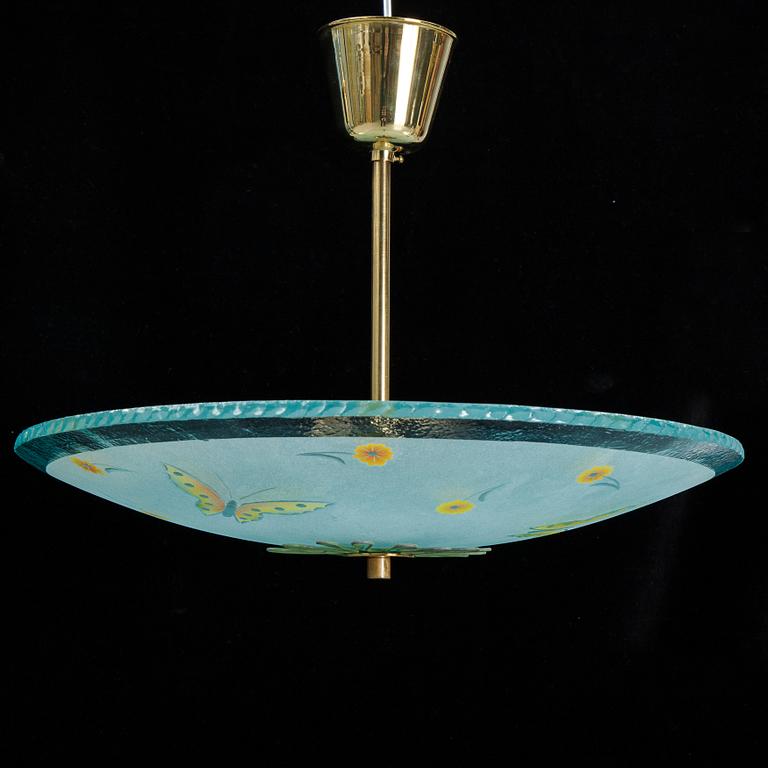 A Swedish Modern glass ceiling lamp, 1940's.