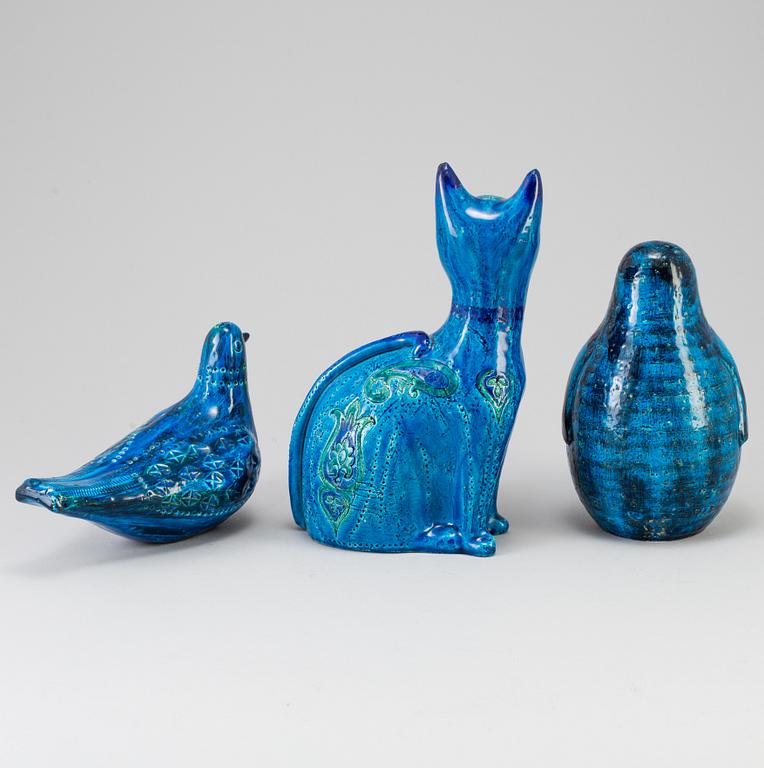 Three stoneware figurines designed by Aldo Londi for Bitossi, second half of the 20th century.