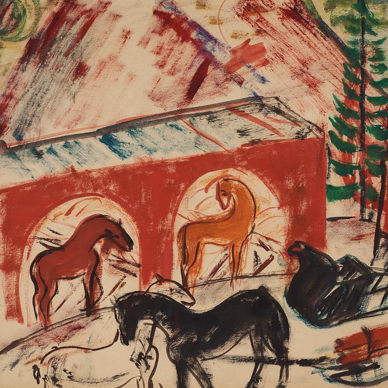 Hilding Linnqvist, Horses and sleighs.