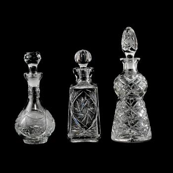KARAFFER, 3 st, glas, 1900-tal.