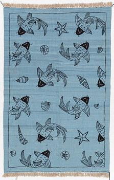 Rug, hand-embroidered Kelim, approx. 182 x 118 cm.