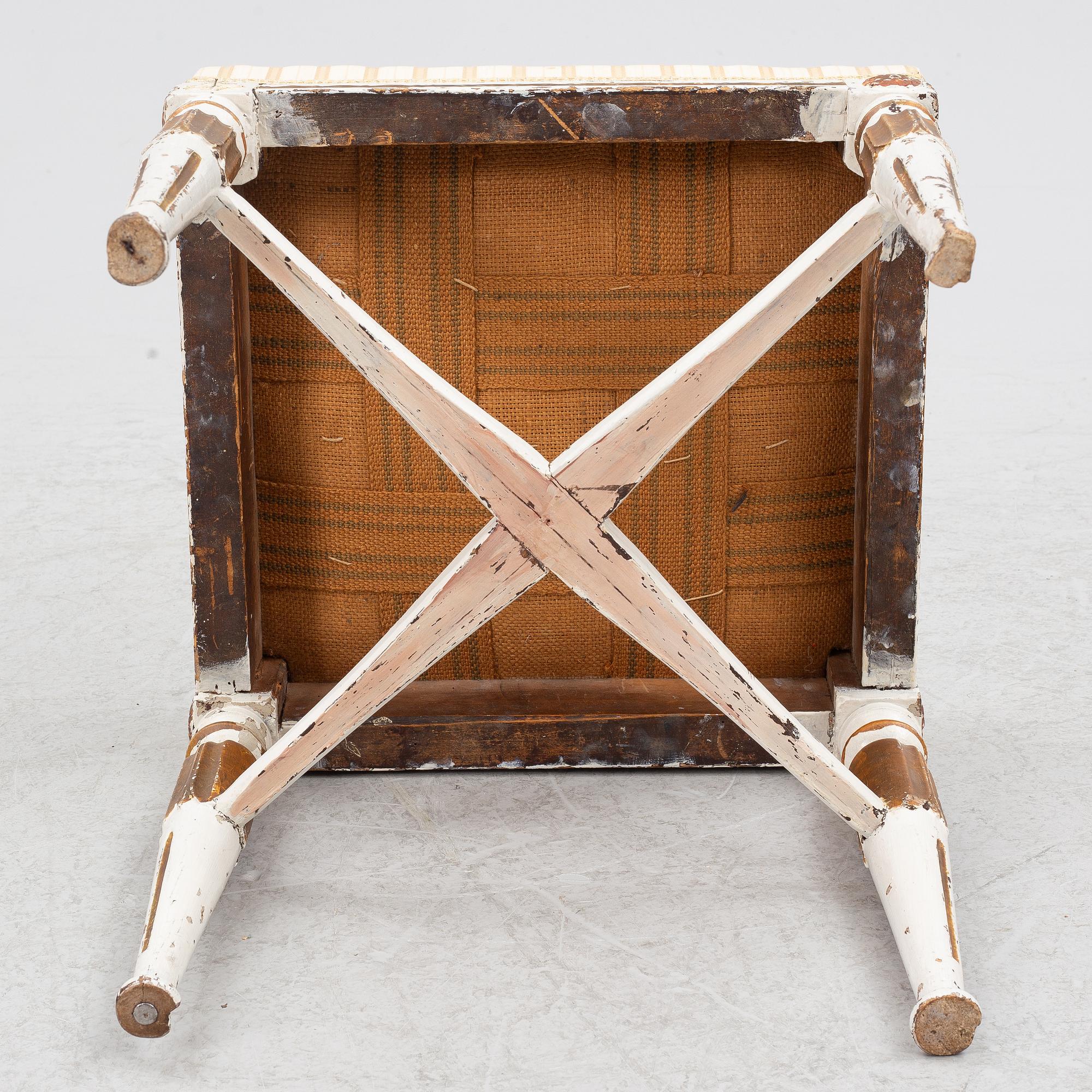 A late Gustavian stool, late 18th century.