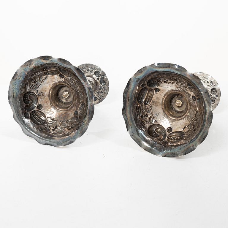 Candelsticks, a pair, silver, Baroque style, Jewellers Ab Joh Petterssons Eftr, Stockholm 1948.