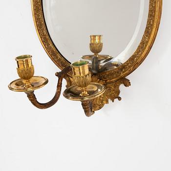 Spegellampetter, ett par, Frankrike, Louis XIV-stil, 1800-tal, efter förlaga av Daniel Marot (1661-1752).