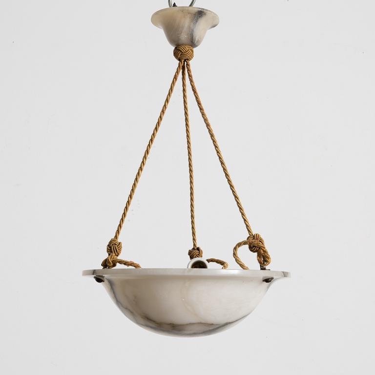 A ceiling lamp, alabaster, 1920s.