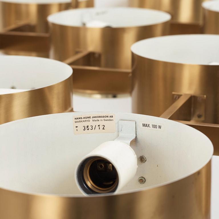 Hans-Agne Jakobsson, a model "T 363/12" twelve lights ceiling lamp, Markaryd, Sweden 1960-70's.